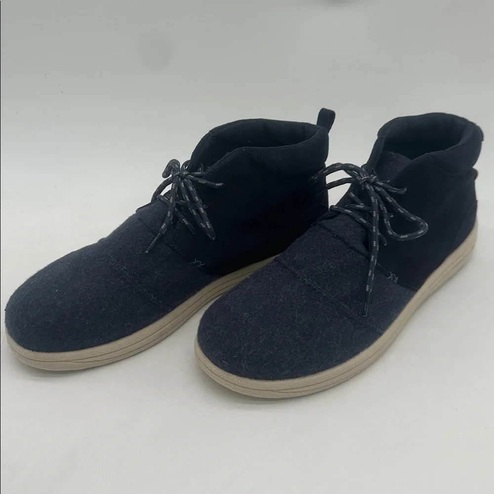 Lamo Koen Mid Navy Blue Chukka Boots Men's Size 12 Wool Suede Lace Up